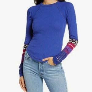 Free People “in the mix” cuff thermal knit top